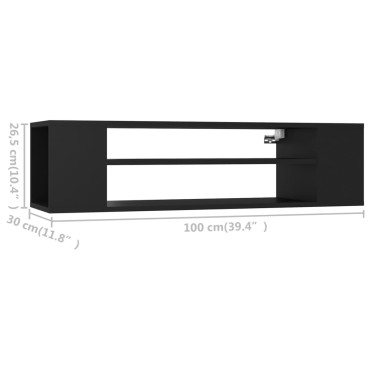 vidaXL Έπιπλο Τηλεόρασης Κρεμαστό Μαύρο 100x30x26,5cm Επεξ. Ξύλο