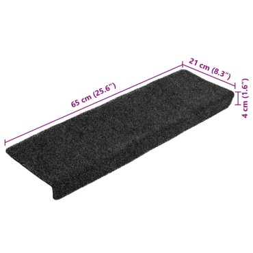 vidaXL Πατάκια Σκάλας 5 τεμ. Γκρι 65x21x4 εκ. Βελονιασμένα