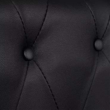 vidaXL Καναπές Τριθέσιος Chesterfield Μαύρος από Συνθετικό Δέρμα 200,5x76x70cm 1 τεμ.
