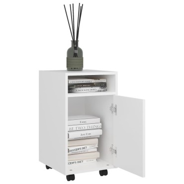 vidaXL Βοηθητικό Ντουλάπι με Τροχούς Λευκό 33x38x60cm Επεξ. Ξύλο 1 τεμ.