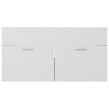vidaXL Ντουλάπι Νιπτήρα Λευκό/Sonoma Δρυς 90x38,5x46cm από Επεξ. Ξύλο 1 τεμ.