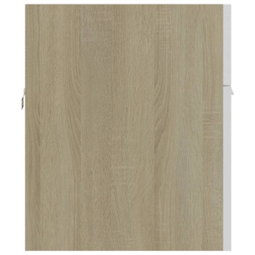 vidaXL Ντουλάπι Νιπτήρα Λευκό/Sonoma Δρυς 90x38,5x46cm από Επεξ. Ξύλο 1 τεμ.