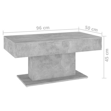 vidaXL Τραπεζάκι Σαλονιού Γκρι Σκυροδέματος 96x50x45cm Επεξ. Ξύλο 1 τεμ.