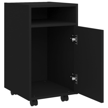 vidaXL Βοηθητικό Ντουλάπι με Τροχούς Μαύρο 33x38x60cm από Επεξ. Ξύλο 1 τεμ.