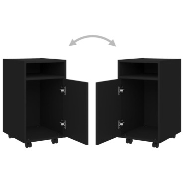 vidaXL Βοηθητικό Ντουλάπι με Τροχούς Μαύρο 33x38x60cm από Επεξ. Ξύλο 1 τεμ.