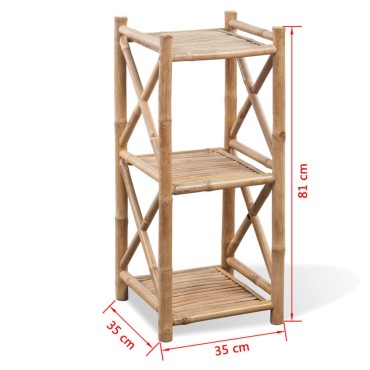 vidaXL Ραφιέρα Τετράγωνη με 3 Ράφια από Μπαμπού 35x35x81cm 1 τεμ.