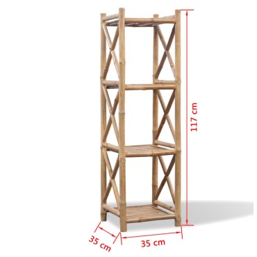vidaXL Ραφιέρα Τετράγωνη με 4 Ράφια από Μπαμπού 35x35x117cm 1 τεμ.
