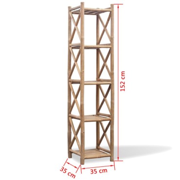 vidaXL Ραφιέρα Τετράγωνη με 5 Ράφια από Μπαμπού 35x35x152cm 1 τεμ.