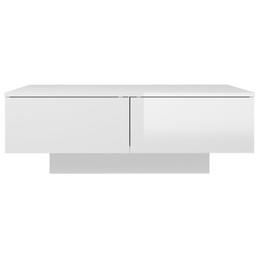 vidaXL Τραπεζάκι Σαλονιού Γυαλιστερό Λευκό 90x60x31cm Επεξ. Ξύλο 1 τεμ.