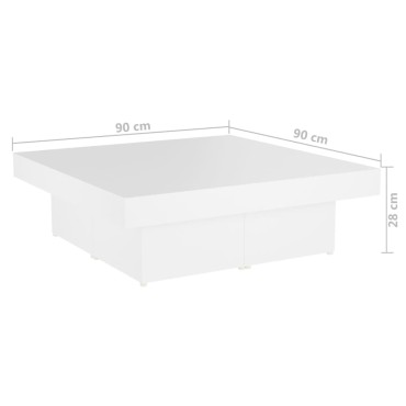 vidaXL Τραπεζάκι Σαλονιού Λευκό 90x90x28cm Επεξεργασμένο Ξύλο 1 τεμ.