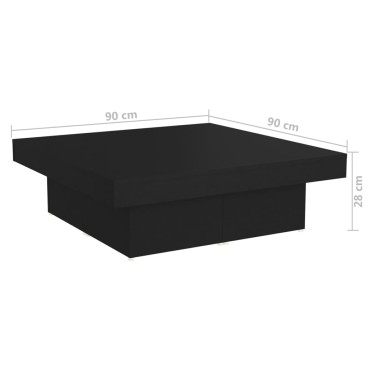 vidaXL Τραπεζάκι Σαλονιού Μαύρο 90x90x28cm Επεξεργασμένο Ξύλο 1 τεμ.