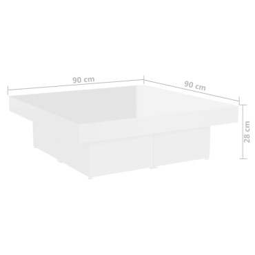 vidaXL Τραπεζάκι Σαλονιού Γυαλιστερό Λευκό 90x90x28cm από Επεξ. Ξύλο 1 τεμ.