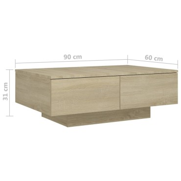 vidaXL Τραπεζάκι Σαλονιού Sonoma Δρυς 90x60x31cm από Επεξ. Ξύλο 1 τεμ.