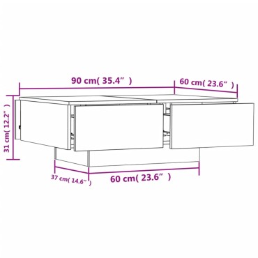 vidaXL Τραπεζάκι Σαλονιού Sonoma Δρυς 90x60x31cm από Επεξ. Ξύλο 1 τεμ.