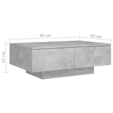 vidaXL Τραπεζάκι Σαλονιού Γκρι Σκυροδέματος 90x60x31cm από Επεξ. Ξύλο 1 τεμ.