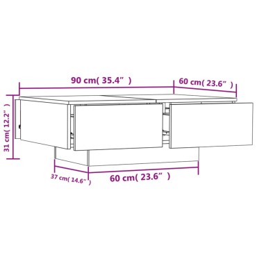 vidaXL Τραπεζάκι Σαλονιού Γκρι Σκυροδέματος 90x60x31cm από Επεξ. Ξύλο 1 τεμ.