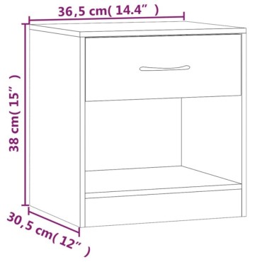 vidaXL Κομοδίνο με Συρτάρι 2 τεμ. Χρώμα Δρυς 36,5x30,5x38cm