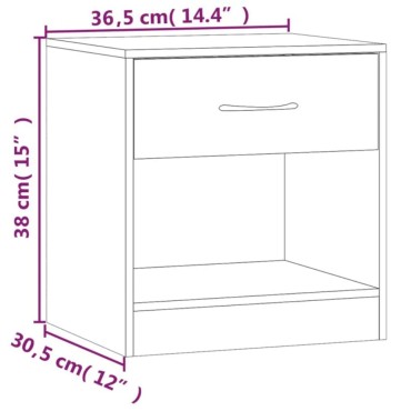 vidaXL Κομοδίνο με Συρτάρι 2 τεμ. Λευκό 36,5x30,5x38cm