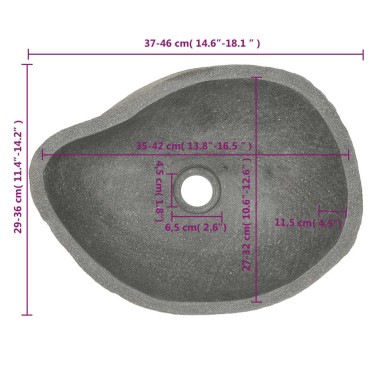 vidaXL Νιπτήρας River Stone Οβάλ (37-46)x(29-36) εκ.