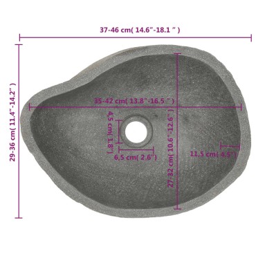 vidaXL Νιπτήρας River Stone Οβάλ 37-46 εκ.