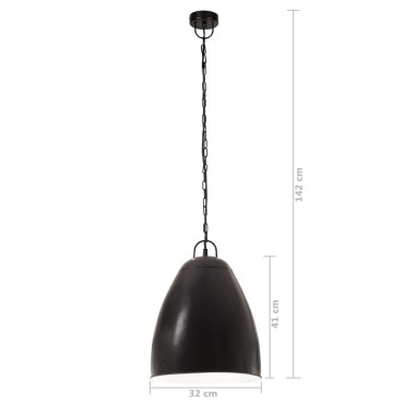 vidaXL Φωτιστικό Κρεμαστό Industrial Στρογγυλό 25 W Μαύρο 32 εκ. Ε27