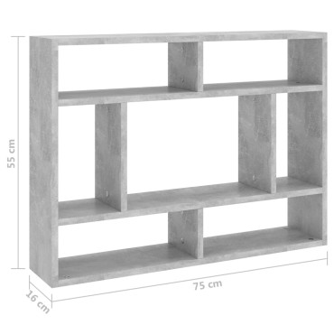 vidaXL Ραφιέρα Τοίχου Γκρι Σκυροδέματος 75x16x55cm από Επεξ. Ξύλο 1 τεμ.