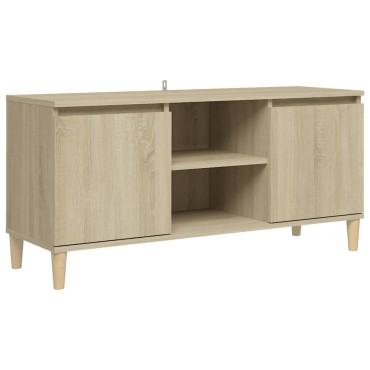 vidaXL Έπιπλο Τηλεόρασης Καφέ Δρυς 103,5x35x50cm Μασίφ Ξύλινα Πόδια