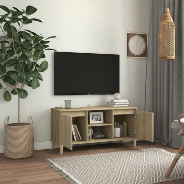 vidaXL Έπιπλο Τηλεόρασης Καφέ Δρυς 103,5x35x50cm Μασίφ Ξύλινα Πόδια