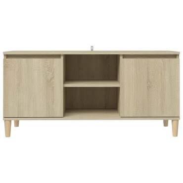 vidaXL Έπιπλο Τηλεόρασης Καφέ Δρυς 103,5x35x50cm Μασίφ Ξύλινα Πόδια