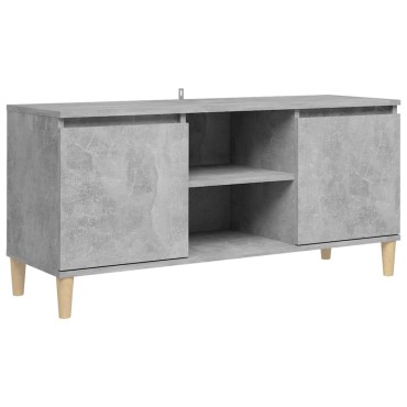 vidaXL Έπιπλο Τηλεόρασης Γκρι Σκυρ. 103,5x30x50cm & Μασίφ Ξύλινα Πόδια