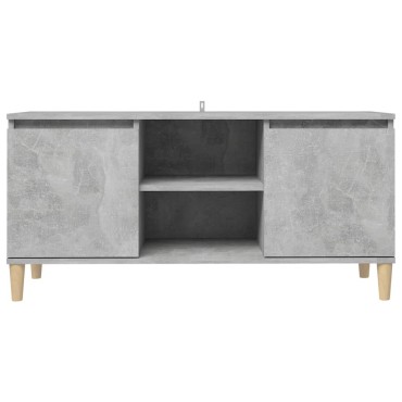 vidaXL Έπιπλο Τηλεόρασης Γκρι Σκυρ. 103,5x30x50cm & Μασίφ Ξύλινα Πόδια