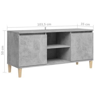 vidaXL Έπιπλο Τηλεόρασης Γκρι Σκυρ. 103,5x30x50cm & Μασίφ Ξύλινα Πόδια