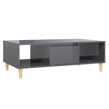 vidaXL Τραπεζάκι Σαλονιού Γυαλιστερό Γκρι 103,5x60x35cm Επεξ. Ξύλο 1 τεμ.