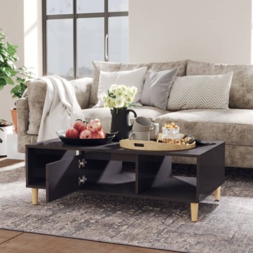 vidaXL Τραπεζάκι Σαλονιού Γυαλιστερό Γκρι 103,5x60x35cm Επεξ. Ξύλο 1 τεμ.