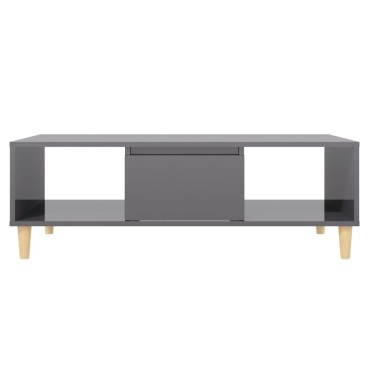 vidaXL Τραπεζάκι Σαλονιού Γυαλιστερό Γκρι 103,5x60x35cm Επεξ. Ξύλο 1 τεμ.
