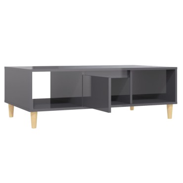 vidaXL Τραπεζάκι Σαλονιού Γυαλιστερό Γκρι 103,5x60x35cm Επεξ. Ξύλο 1 τεμ.
