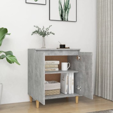 vidaXL Ντουλάπι Γκρι Σκυρ. 60x35x70cm Μασίφ Ξύλινα Πόδια Επεξ. Ξύλο 1 τεμ.