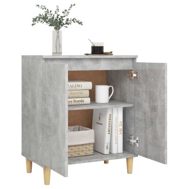 vidaXL Ντουλάπι Γκρι Σκυρ. 60x35x70cm Μασίφ Ξύλινα Πόδια Επεξ. Ξύλο 1 τεμ.