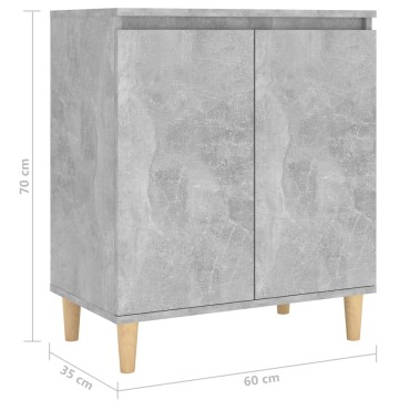 vidaXL Ντουλάπι Γκρι Σκυρ. 60x35x70cm Μασίφ Ξύλινα Πόδια Επεξ. Ξύλο 1 τεμ.