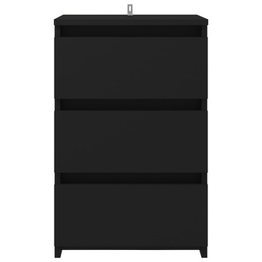 vidaXL Κομοδίνο Μαύρο 40x35x62,5cm από Επεξ. Ξύλο 1 τεμ.
