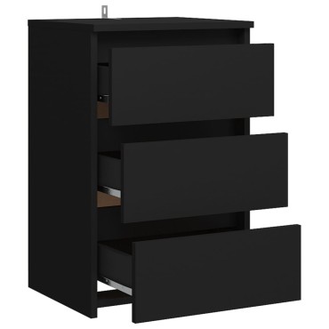 vidaXL Κομοδίνο Μαύρο 40x35x62,5cm από Επεξ. Ξύλο 1 τεμ.