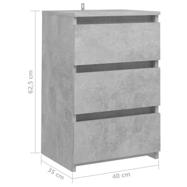 vidaXL Κομοδίνο Γκρι Σκυροδέματος 40x35x62,5cm από Επεξ. Ξύλο 1 τεμ.
