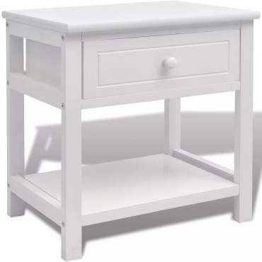 vidaXL Κομοδίνο Λευκό Ξύλινο 40x29x42cm 1 τεμ.