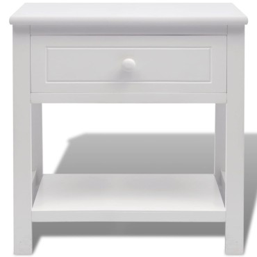 vidaXL Κομοδίνο Λευκό Ξύλινο 40x29x42cm 1 τεμ.