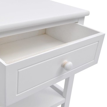 vidaXL Κομοδίνο Λευκό Ξύλινο 40x29x42cm 1 τεμ.