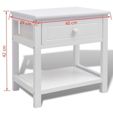 vidaXL Κομοδίνο Λευκό Ξύλινο 40x29x42cm 1 τεμ.
