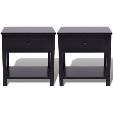 vidaXL Κομοδίνα 2 τεμ. Μαύρα Ξύλινα 40x29x42cm