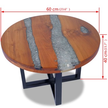 vidaXL Τραπεζάκι Σαλονιού από Ξύλο Teak και Ρητίνη 60x40cm 1 τεμ.