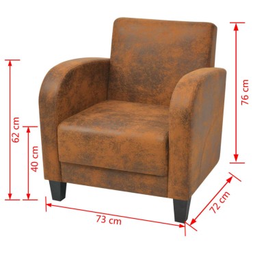 vidaXL Πολυθρόνα Καφέ από Συνθετικό Καστόρι 73x72x76cm 1 τεμ.