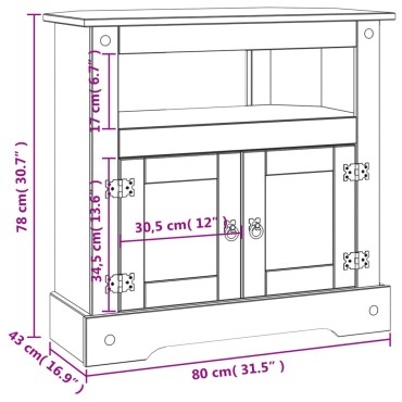 vidaXL Τραπέζι Κονσόλα Μεξικ. Στιλ Corona 80x43x78cm Ξύλο Πεύκου 1 τεμ.